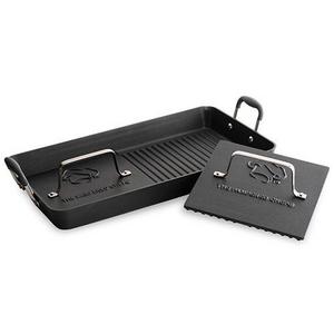 Executive Nonstick Double Burner Grill & Grill Press Set