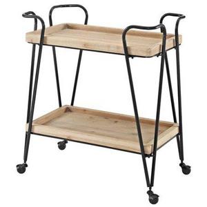 Linon Mid-Century Rectangular Bar Cart, Wood and Black