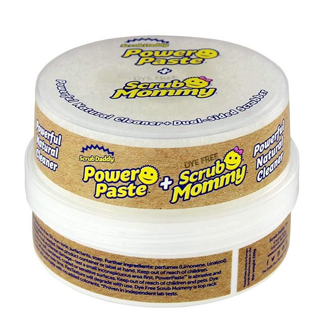 Scrub Daddy All Purpose Cleaning Paste Kit- PowerPaste - Natural Cleaning Product, Non-Toxic, Multi-surface, Includes PowerPaste and Dye-Free Scrub Mommy Dual-Sided Scrubber - 1ct