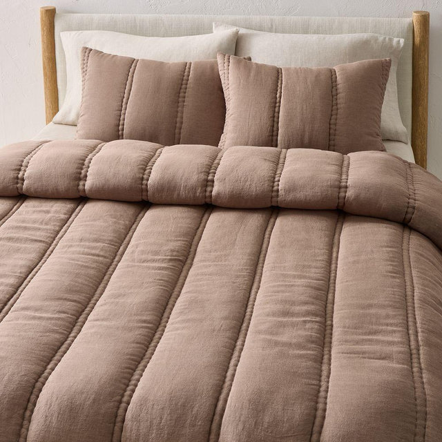 European Flax Linen Comforter, King/Cal.King, Mulberry