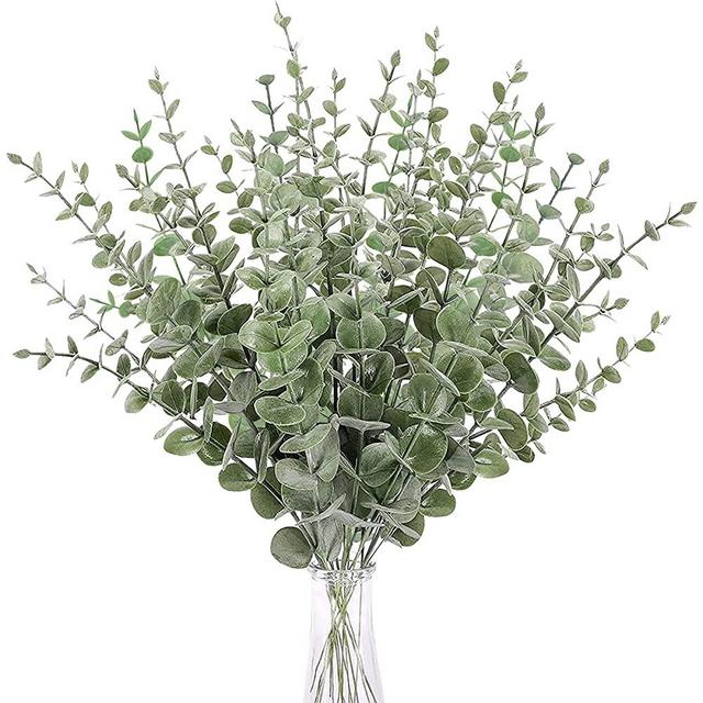 24 Pcs Eucalyptus Stems - Faux Eucalyptus - Eucalyptus Decor - Faux Eucalyptus Stems - Artificial Eucalyptus - Eucalyptus Leaves - Eucalyptus Plant - Fake Eucalyptus with Fake Leaves