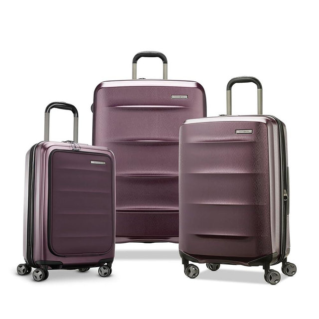 Samsonite Octiv Pro 3-Piece Hardside Lightweight (21/24/28) Front Pocket Carry-On Pro, Medium & Large-Checked Luggage Set, Expandable, Four Spinner Wheels, Adjustable Handle, TSA Lock – Purple