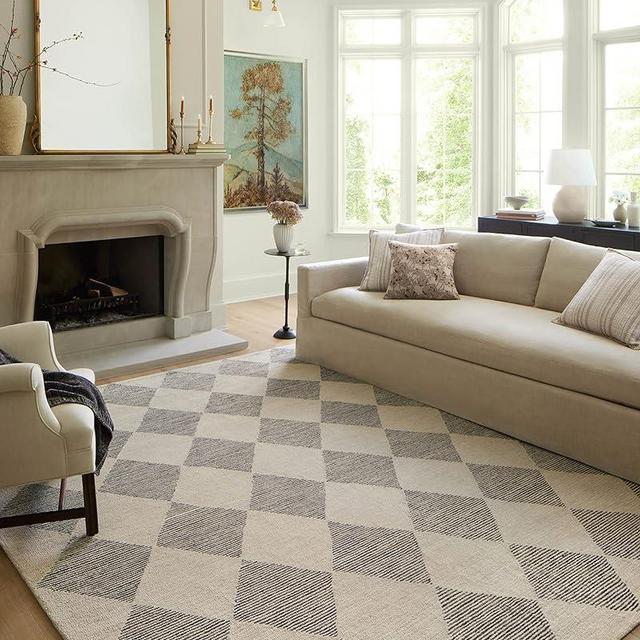 Chris Loves Julia x Loloi Francis Collection FRA-01 Beige / Charcoal 8'-6" x 12' Area Rug