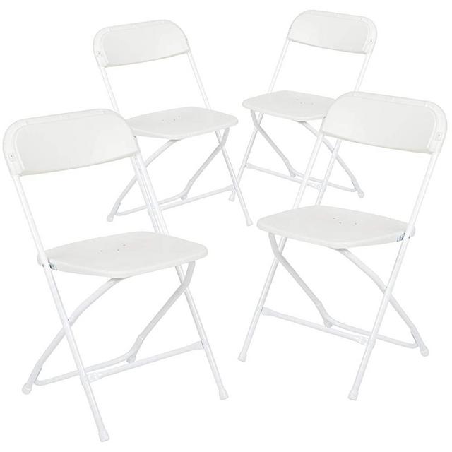 Flash Furniture HERCULES Series 650 lb. Capacity Premium Home and Event Plastic Folding Chair, White (4 Pack)