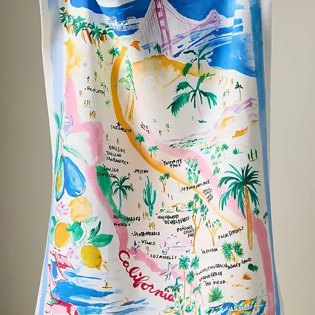 Coastal Summer California Dish Towel
