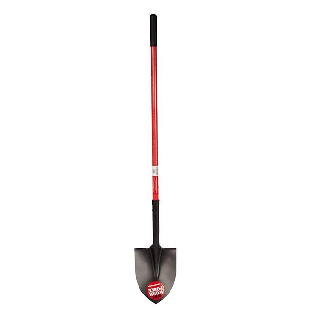EMSCO Workforce Tools Square Point Shovel - Sturdy 48” Fiberglass Handle - Heavy Duty 16 Gauge Steel Head - 28” Square Shovel - Lifetime Durability