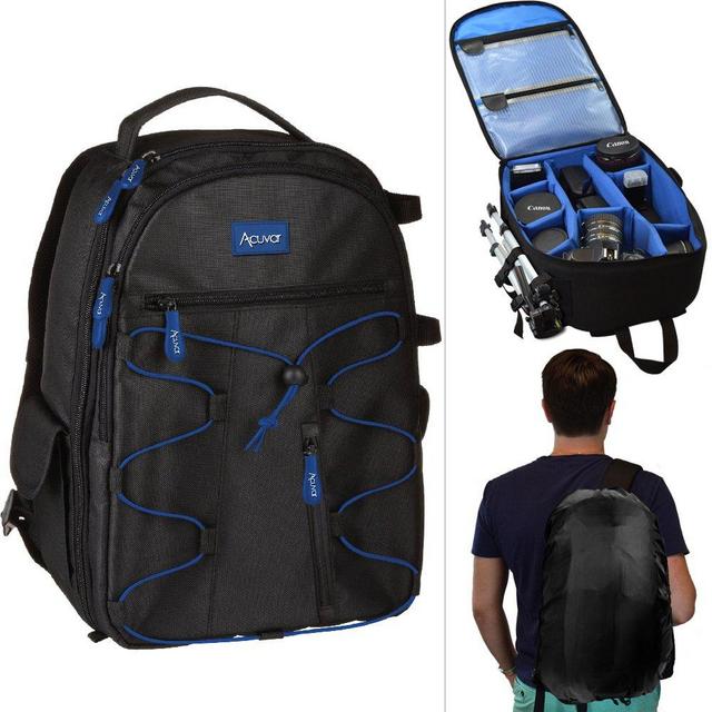 Acuvar Professional DSLR Camera Backpack with Rain Cover for Canon, Nikon, Sony, Olympus, Samsung, Panasonic, Pentax Models.