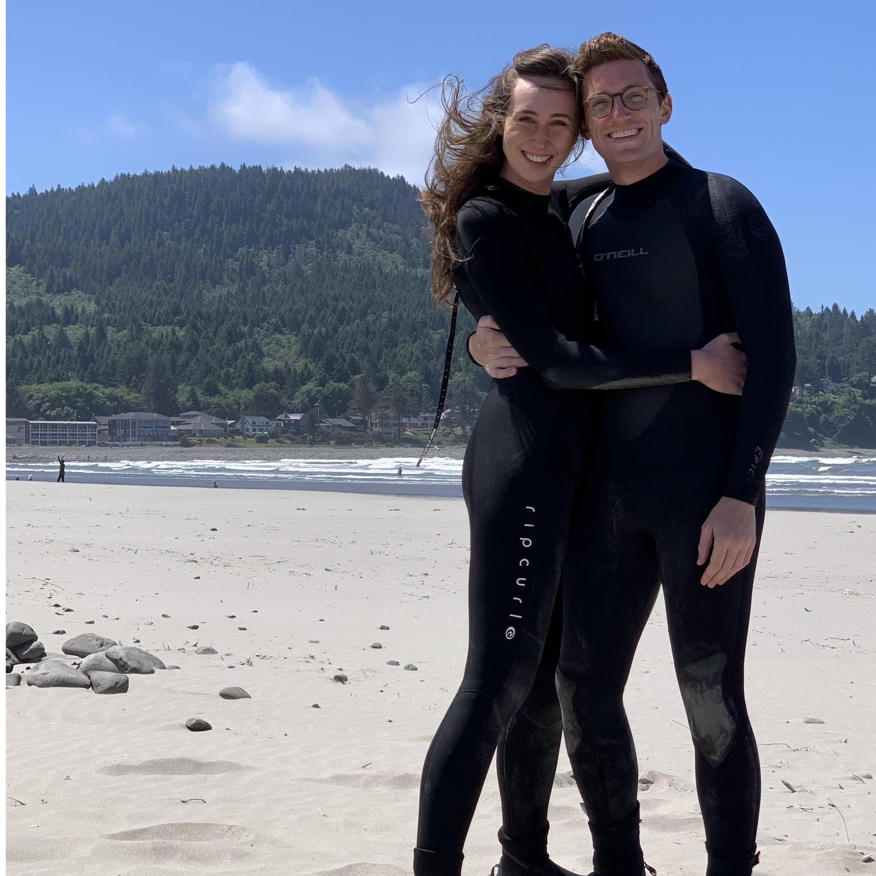 Surfers in Seaside, OR