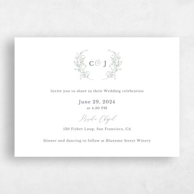 Green Floral Wedding Invitation - Merriott Landscape