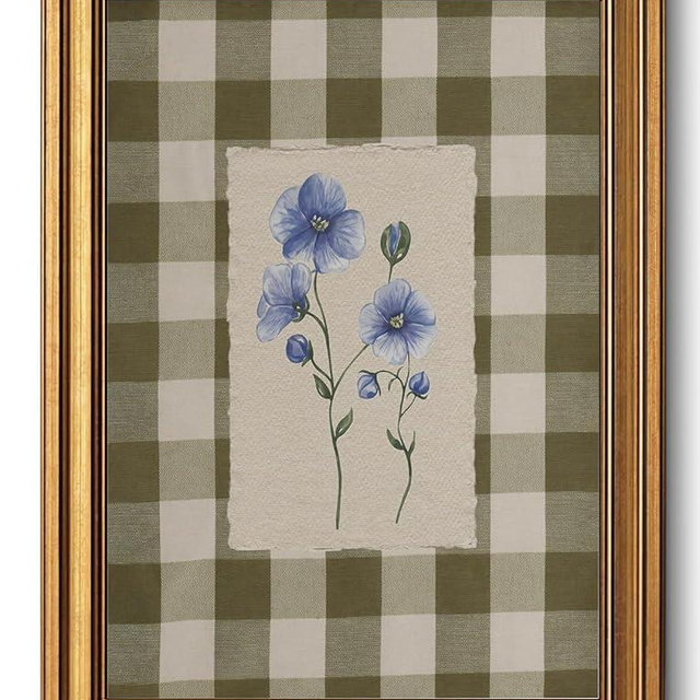 Gold Framed Wall Art - Blue Flower Canvas Art Prints Vintage Farmhouse Wall Decor French Country Cottagecore Paintings Aesthetic Pictures Artwork for Kitchen Living Room Bedroom 12x16in