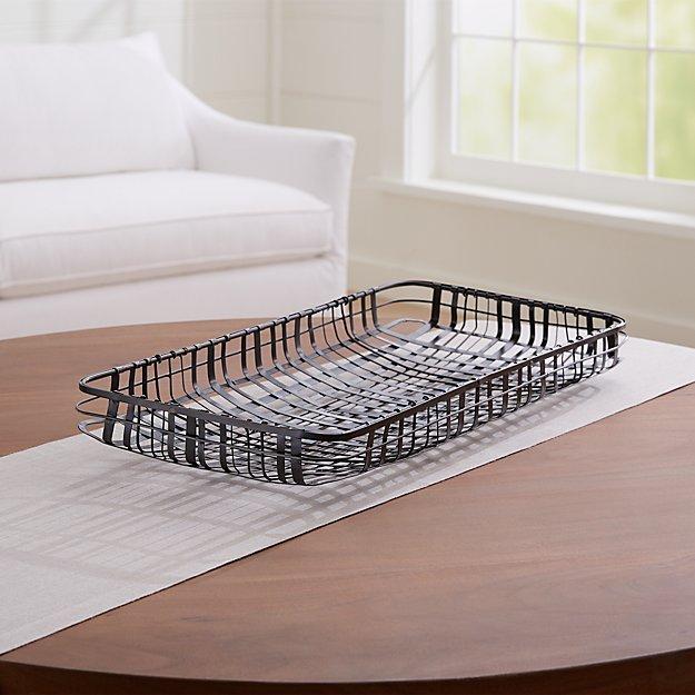 Tobacco Woven Metal Centerpiece Tray