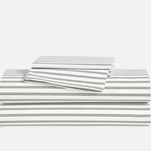 Luxe Sateen Core Sheet Set- King Tandem Stripe in Fresh Moss