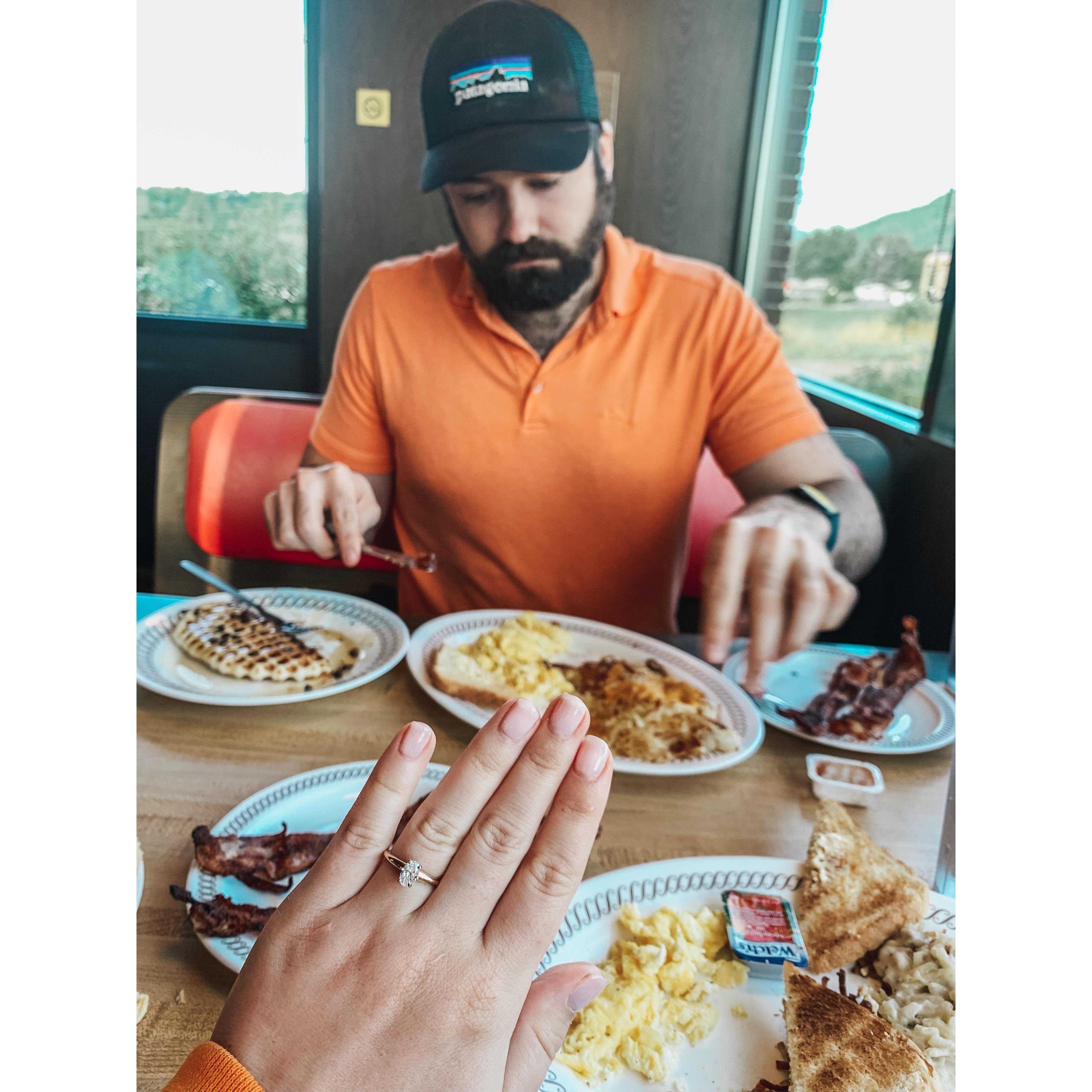 After our adventure, we got Waffle House! It'll be a tough battle for Michael's attention between me and food for now until forever...