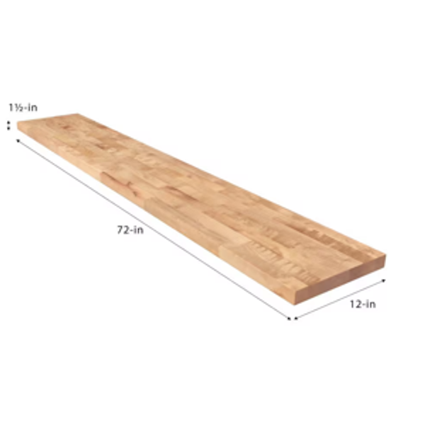 Solid Wood Butcher Block Shelf 72 in. W X 12 in. D X 1.5 in. H in Unfinished Birch