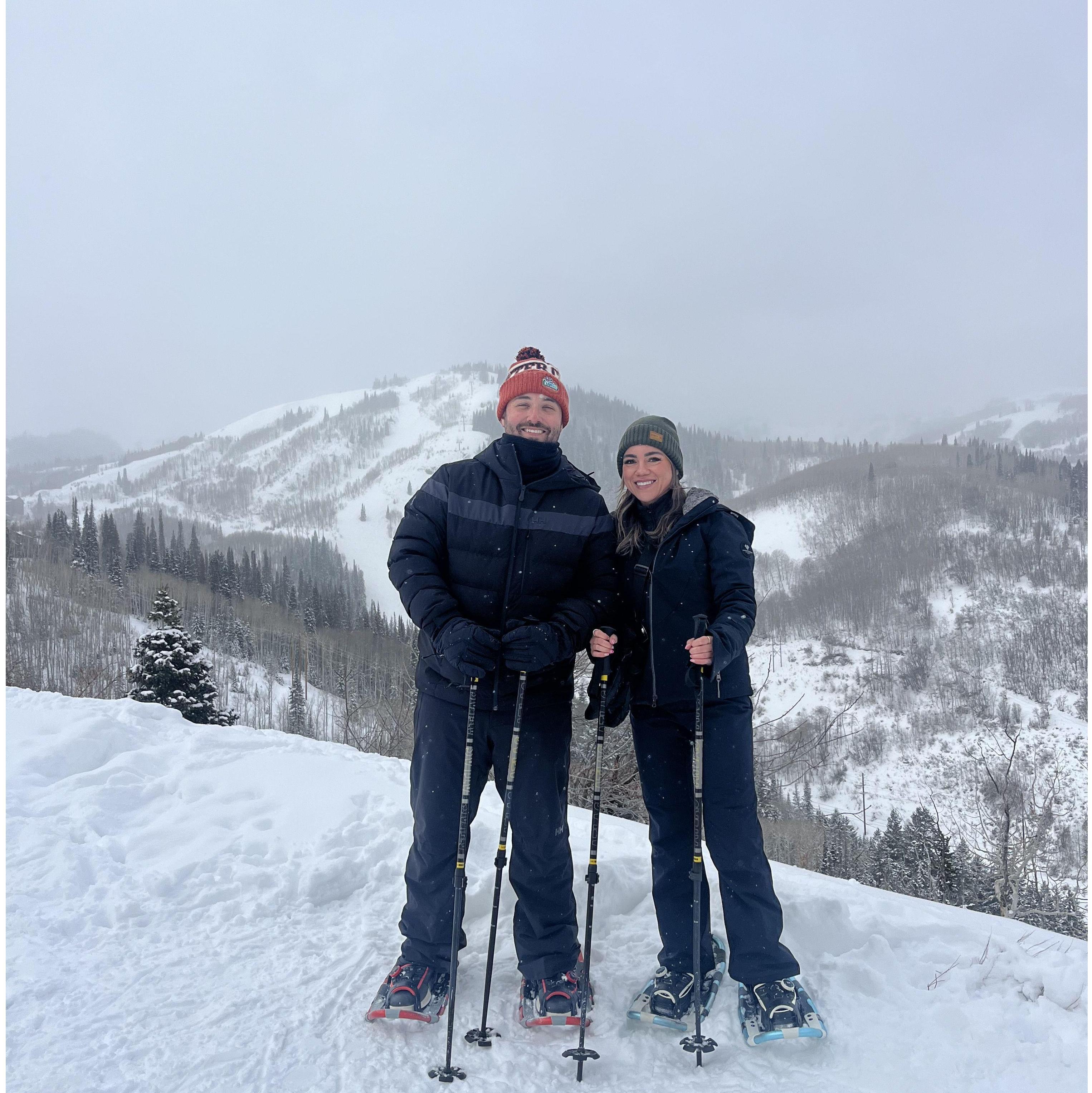 Snow shoeing in Park City, Utah.