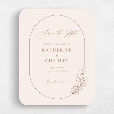 Beige Rounded Wedding Save the Date - Groveland Portrait