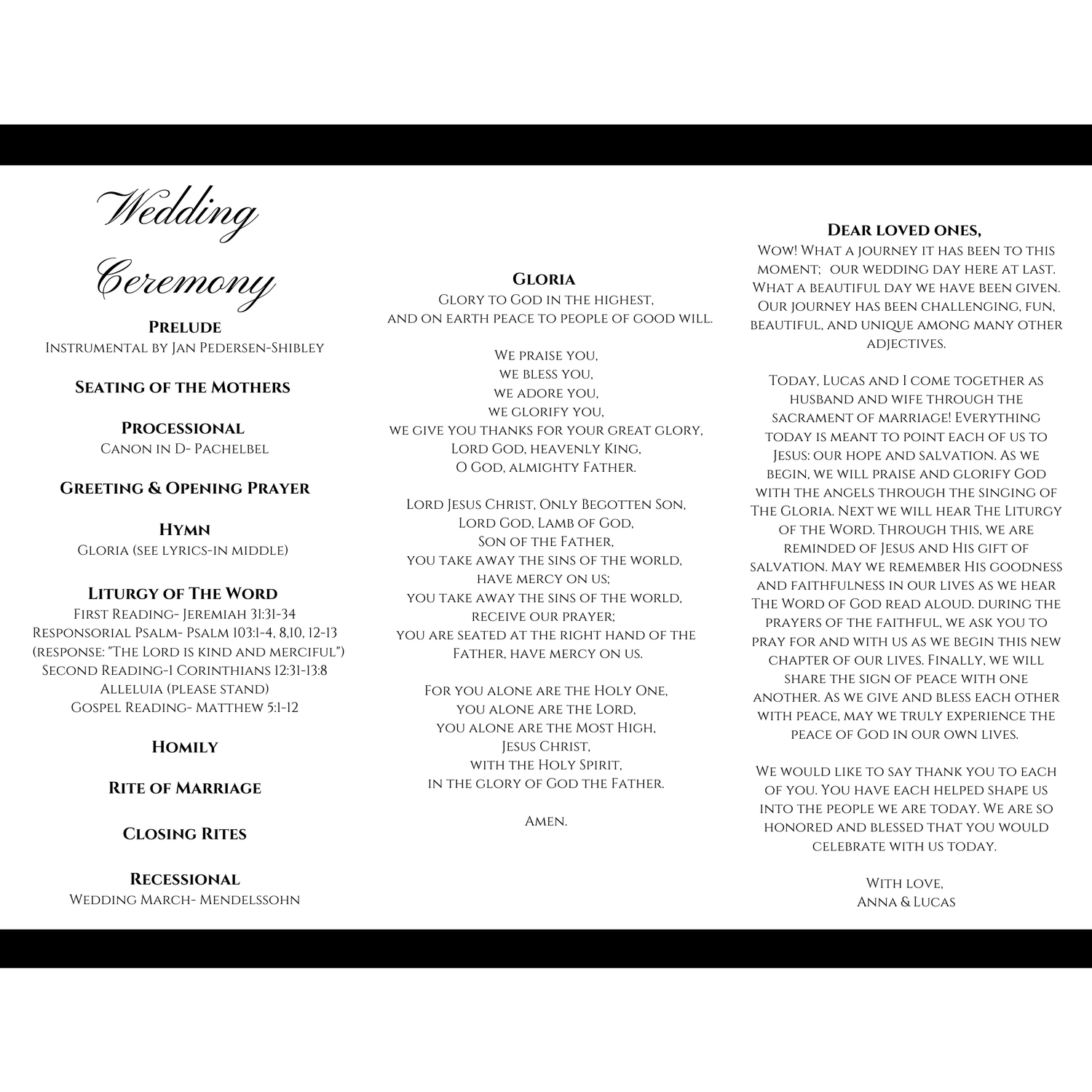Wedding Program- page 2