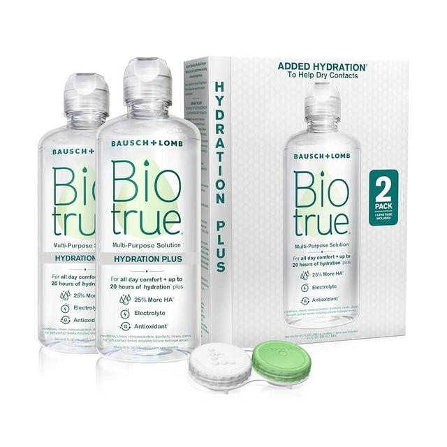 Biotrue Hydration Plus Contact Lens Solution, Multi-Purpose Solution for Soft Contact Lenses, Lens Case Included, 10 FL OZ (Pack of 2)