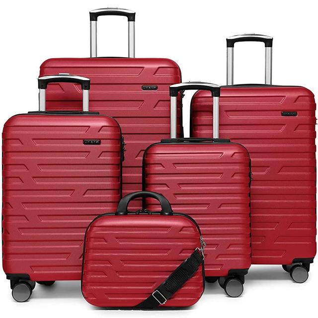 DUOLEDUOLE Luggage 5 Piece Sets, Expandable Luggage Sets Clearance, Suitcases with Spinner Wheels, Hard Shell Luggage Carry on Suitcase Set with TSA Lock Red