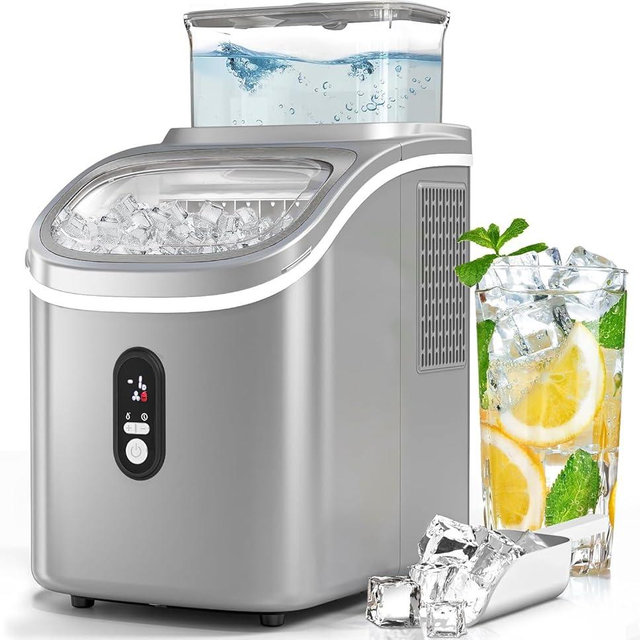 Electactic Countertop Ice Cube Maker Machine with External Water Tank,16Pcs/5Mins,34Lbs/Day,2 Ways to Add Water,Portable Compact Small Ice Maker with Self-Cleaning,Perfect for Home/Kitchen/Camping/RV
