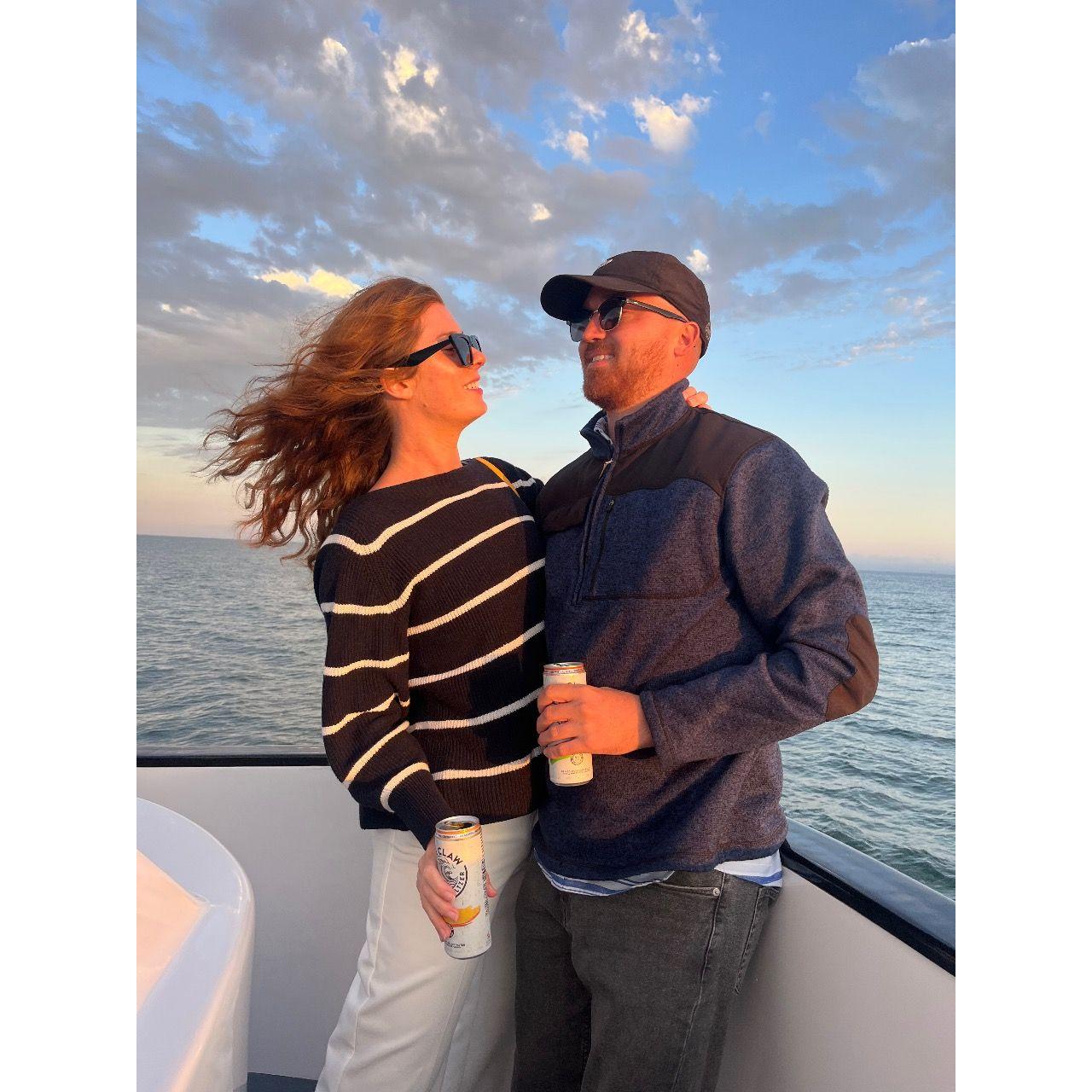 A sunset cruise, white claws and each other. Perfection!