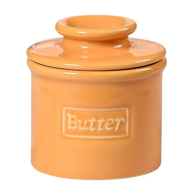 Butter Bell - The Original Butter Bell Crock by L. Tremain, French Ceramic Butter Dish, Café Retro Collection, Golden Yellow