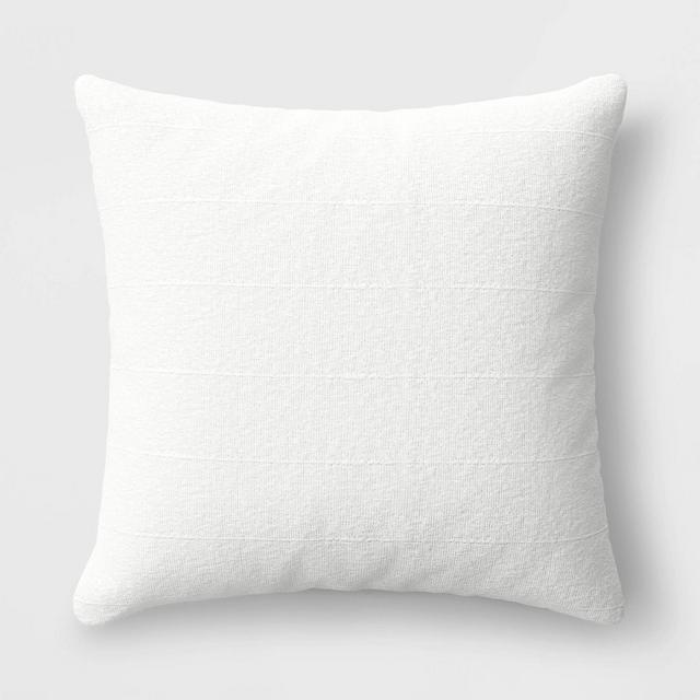 Oversized Woven Cotton Slubby Striped Square Throw Pillow Ivory - Threshold™