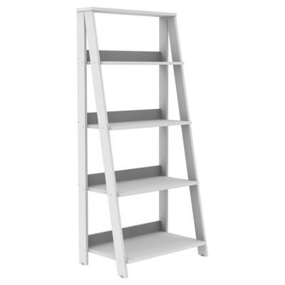 55" Wood Ladder Bookshelf White - Saracina Home