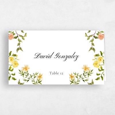 Salmon, Orange Wedding Place Card - Villagio