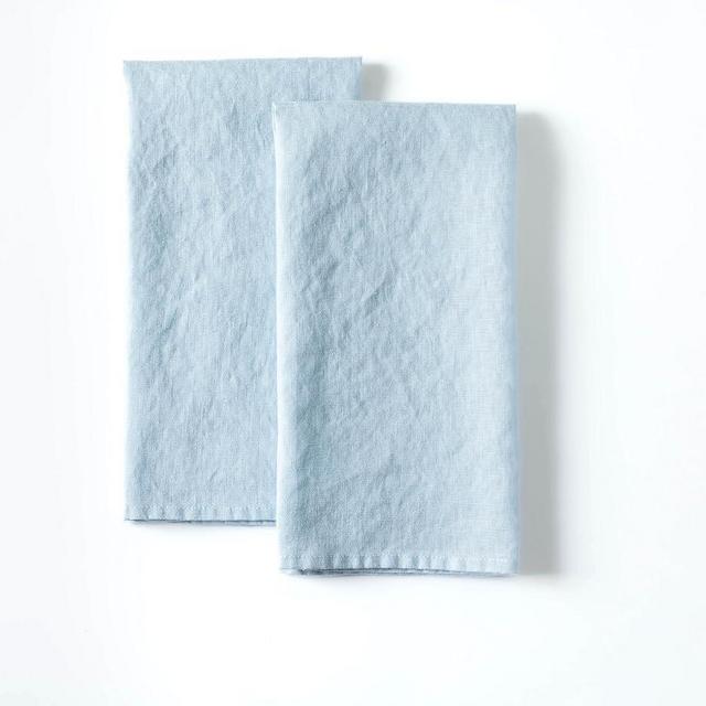 LK PureLife 100% Pure Flax Linen Kitchen Towels-20x27 Inch-Stonewashed Flax Linen-Extra Soft Quick Dry for Tea Towels Dish Towels Hand Towels-Set of 2-Light Blue
