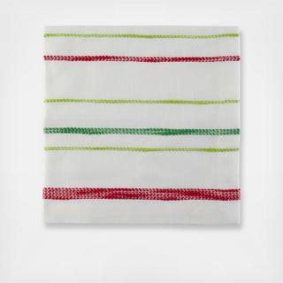 Holiday Stripe Embroidered Napkin, Set of 6