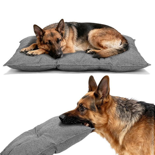 Veehoo Indestructible Dog Bed for Crate, Chew Proof Dog Crate Pad with Reinforced Corners, Large Washable Chew Resistant Pet Mat for Kennel, 35" x 22"