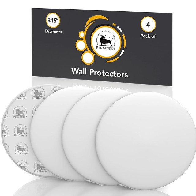 Door Stoppers - Large 3.15" (4 PCS) - Door Stoppers for Wall with Strong Back Adhesive - Quiet and Shock Absorbent Silicone Wall Protectors from Door Knobs - Protects Every Wall Surface