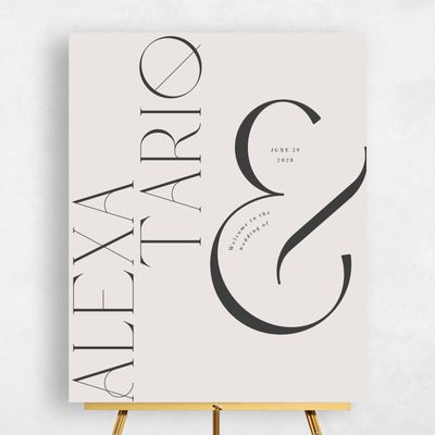 Beige Typography Wedding Sign - Gothenburg Portrait