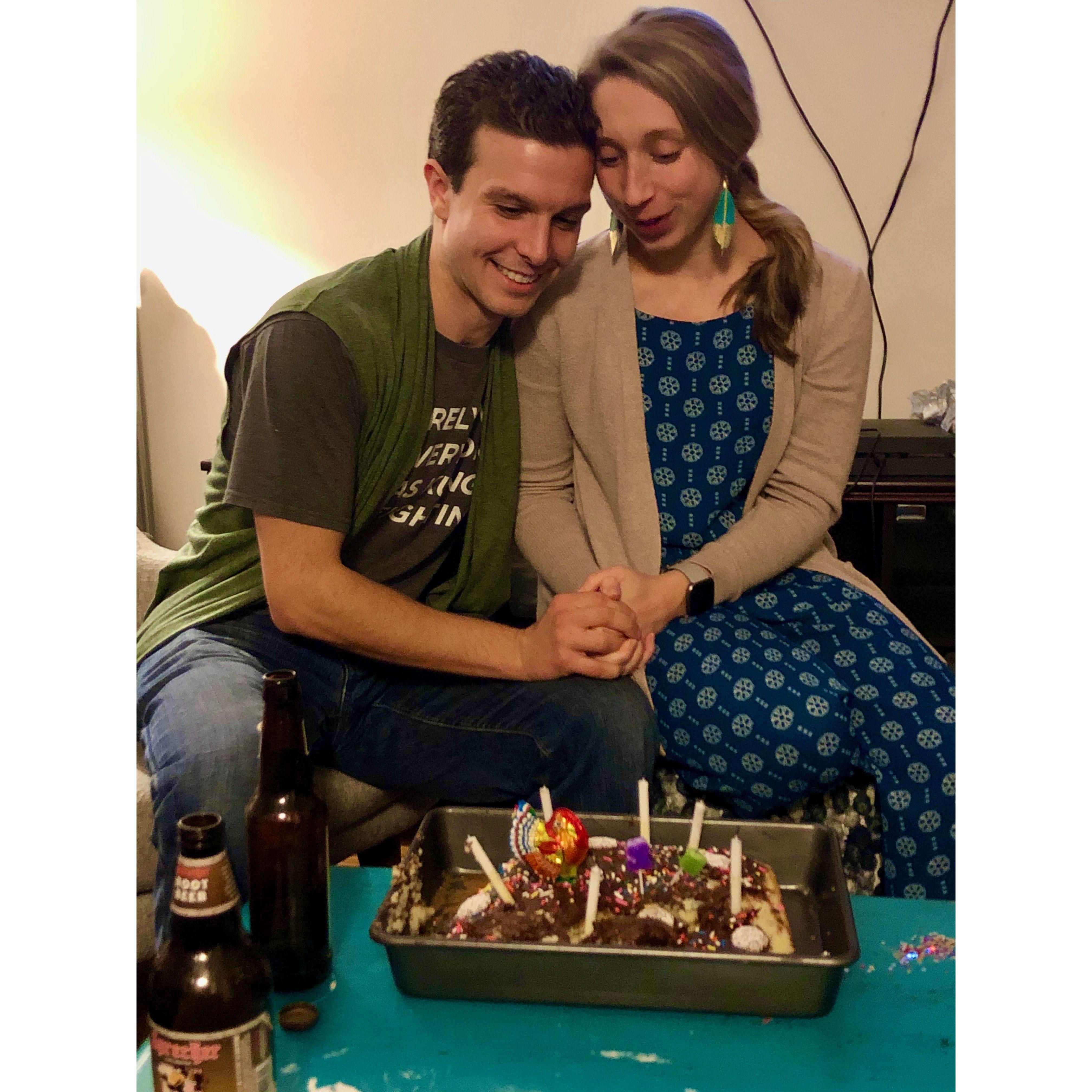 The time Erica baked Peter a cake for his birthday but dropped it and he was still so happy.