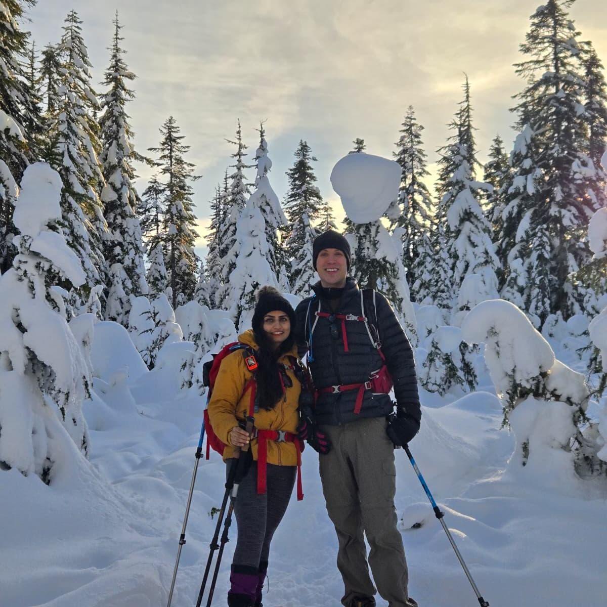 Troy's first time snowshoeing. He was like a kid on a cloud!