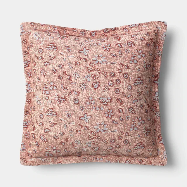 18"x18" Square Floral Printed Throw Pillow Warm Blue -Threshold™