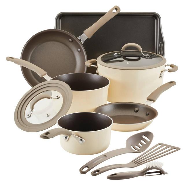 Rachael Ray Cook + Create 11pc Aluminum Nonstick Cookware Set - Almond