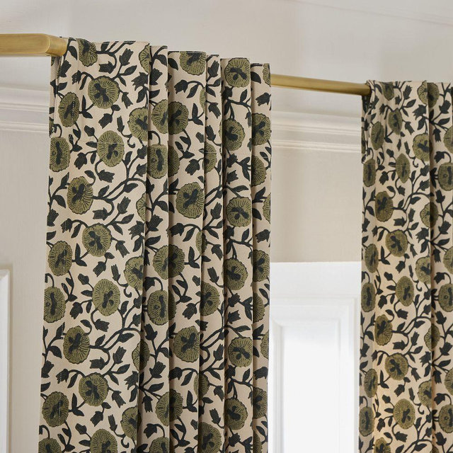 Laney Floral Curtain, 48"x84",Elm