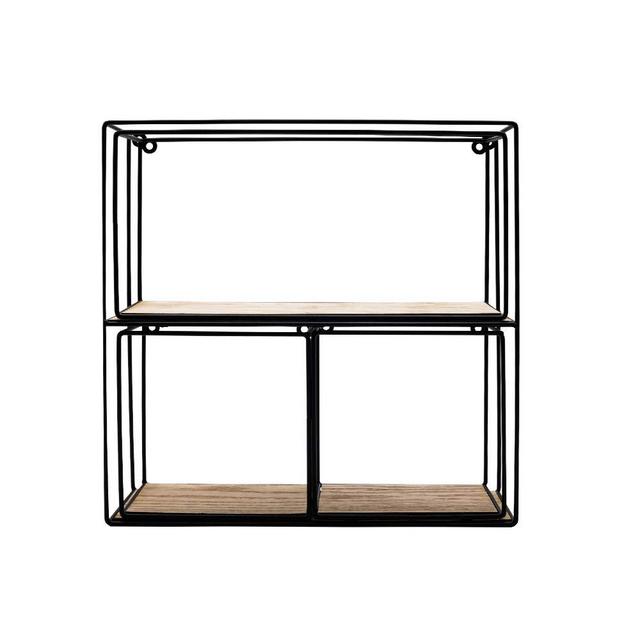 Floating Shelf 4 Square Tier Wall Decor Mount Floating Display Shelves, for Bedroom Living Room Office, Modern Metal Frame Floating Shelves, Easy to Mount, Black