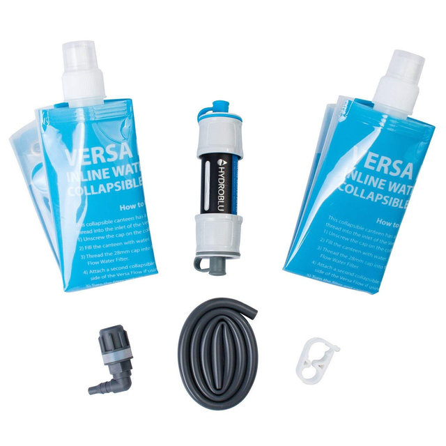HydroBlu Versa Flow Light-Weight Camping and Outdoor Water Filter System - Hollow Fiber Inline or Straw Filter with Clear Window that Filters 100,000 gallons for Survivor and Emergency Filtration