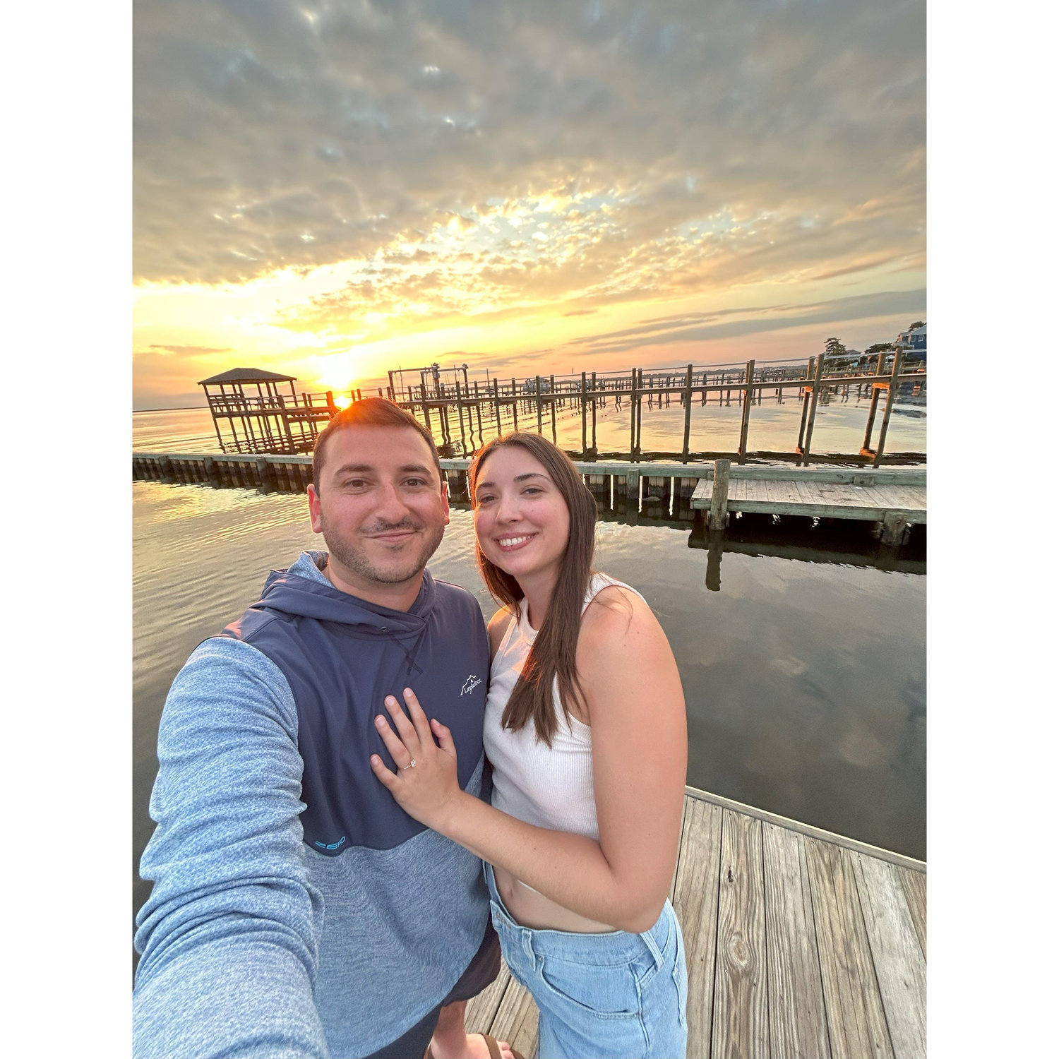 Enjoying the sunset after getting engaged