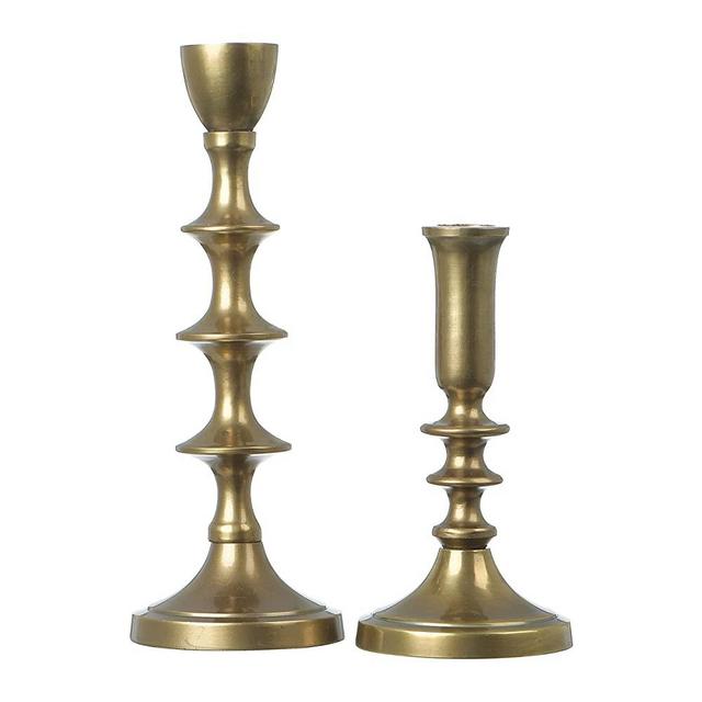 Creative Co-op Gold, Set of 2 Taper Holder, Black