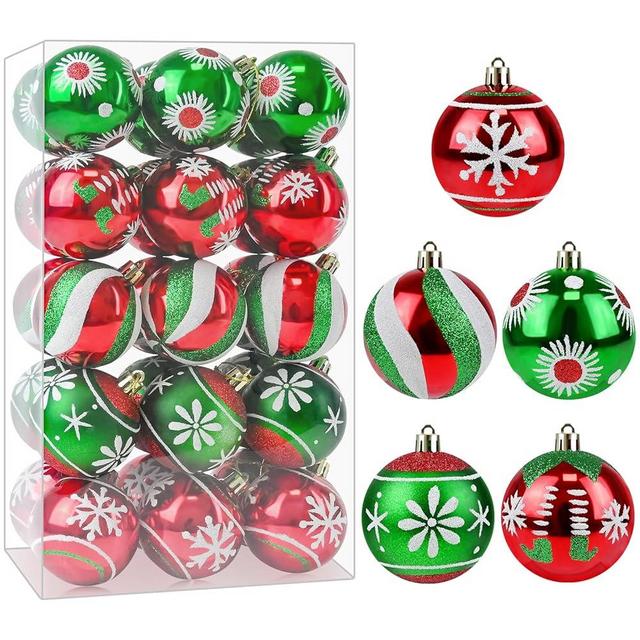 Christmas Ornaments - 30 Pcs 2.4 Inch Shatterproof Plastic Balls Sets, Red & Green Small Tree Hanging Ornaments for Holiday Wreath Party Christmas Tree Decor (B)