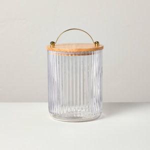 Fluted Glass Storage Canister with Wood Lid - Hearth & Hand™ with Magnolia
