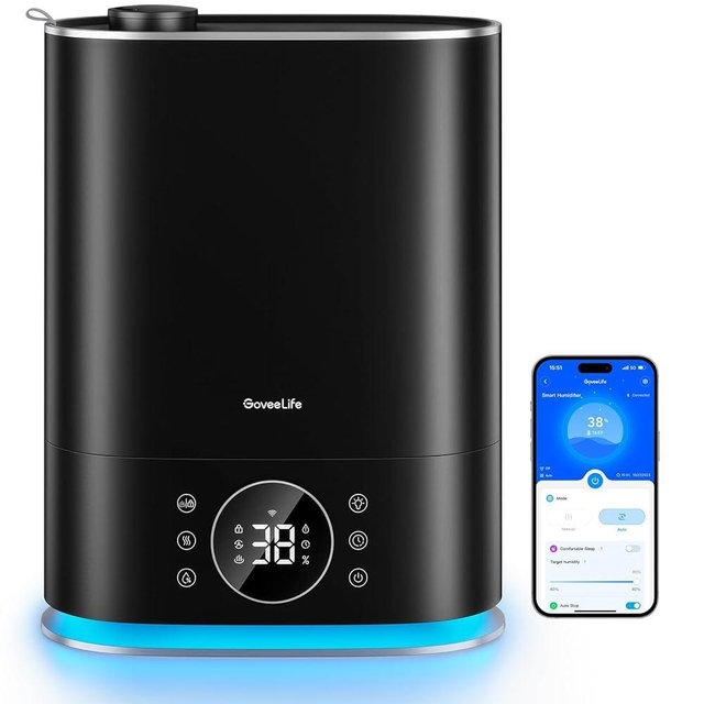 GoveeLife 7L Humidifiers for Bedroom, Smart Top-Fill Cool & Warm Mist Humidifier Large Room, Auto Mode, 70H Quiet Runtime for Baby Plants Nursery, App & Voice Control, RGB Nightlight, Humidity Sensor
