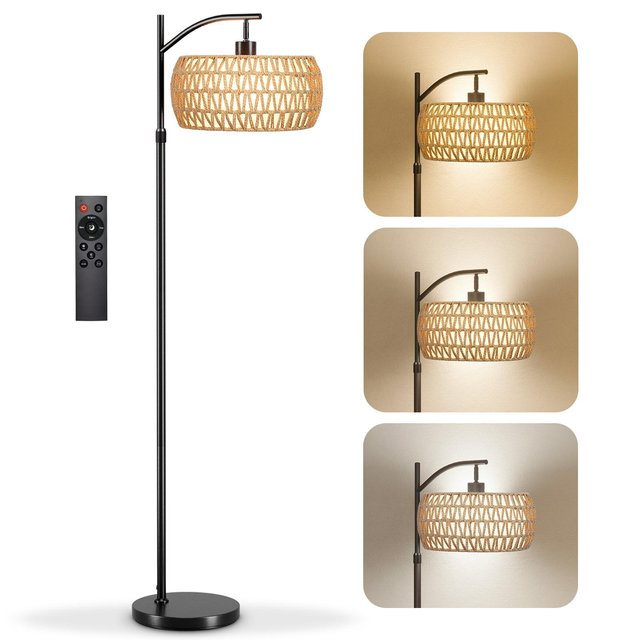 SUGIFT Modern Dimmable Floor Lamp with Dual Shades Smart LED and Remote Control