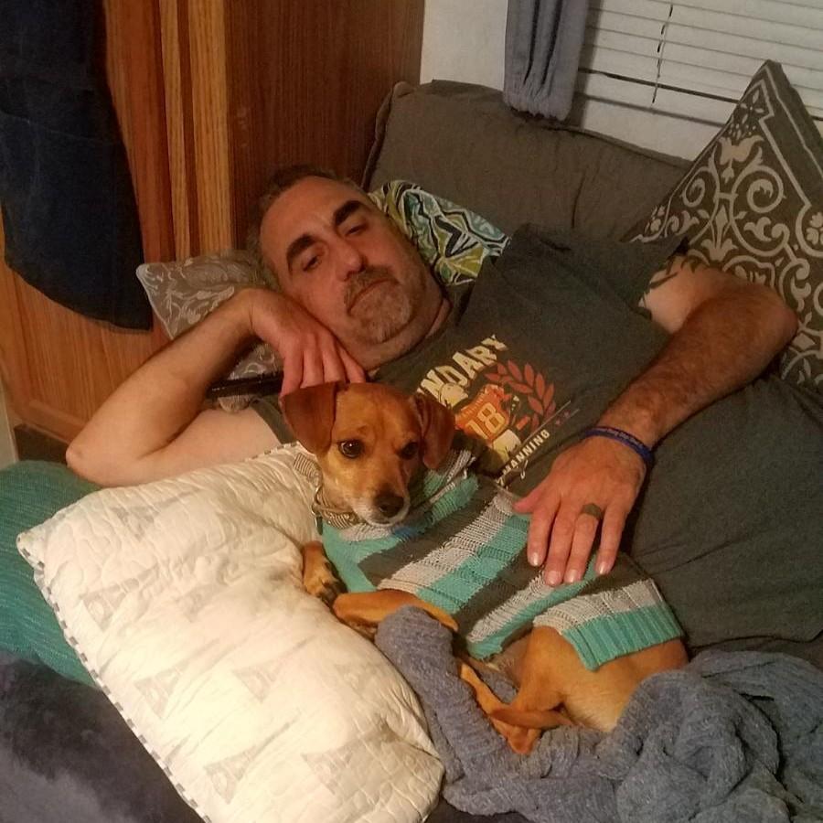 Just the boys! Dev loves his daddy cuddles