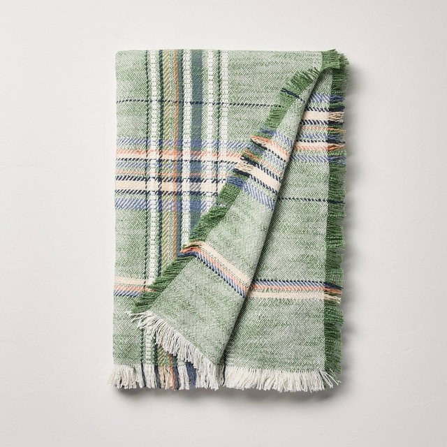 Plaid Woven Throw Blanket Green Plaid - Hearth & Hand™ with Magnolia