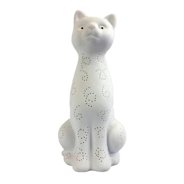 Porcelain Kitty Cat Shaped Animal Light Table Lamp White - Simple Designs: Nightstand & Desk Accent, ETL Listed